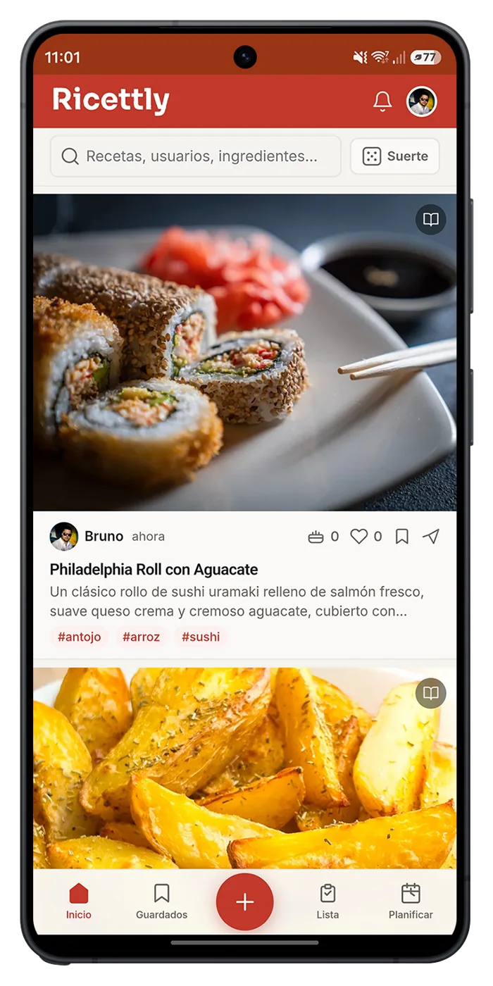 Planificador de comidas en Ricettly